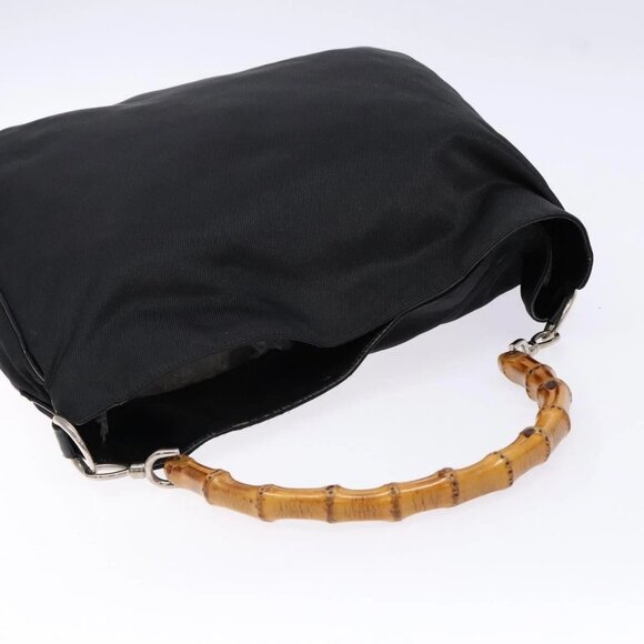 GUCCI Bamboo Hand Bag Nylon Black Silver 001 3754 1577 Auth ep10001 - Picture 7 of 16